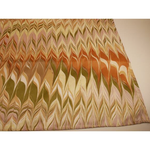 BAAR & BEARDS Abstract Print Brown Pink Green Square Scarf Japan Hand Rolled - Picture 3 of 9